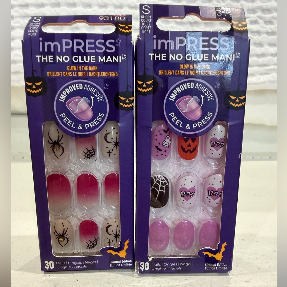 imPRESS Halloween Glow-in-the-Dark Nail Set - Black and Pink